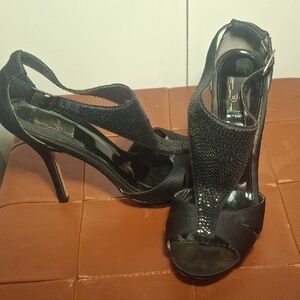 Glint Black Strappy Heels